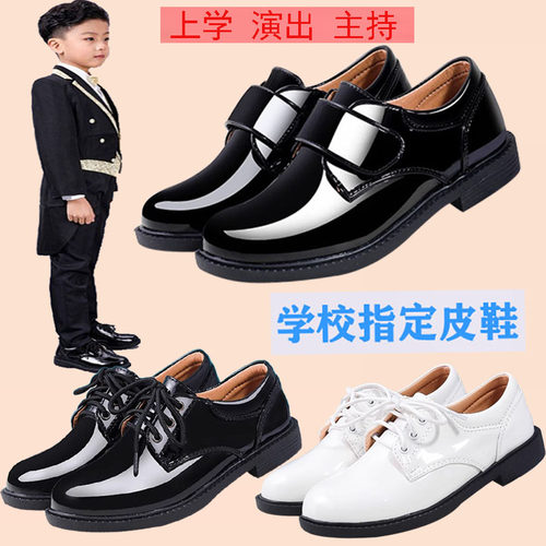 男童皮鞋黑色演出鞋男孩小学生西装礼服鞋中大童英伦风软底儿童鞋
