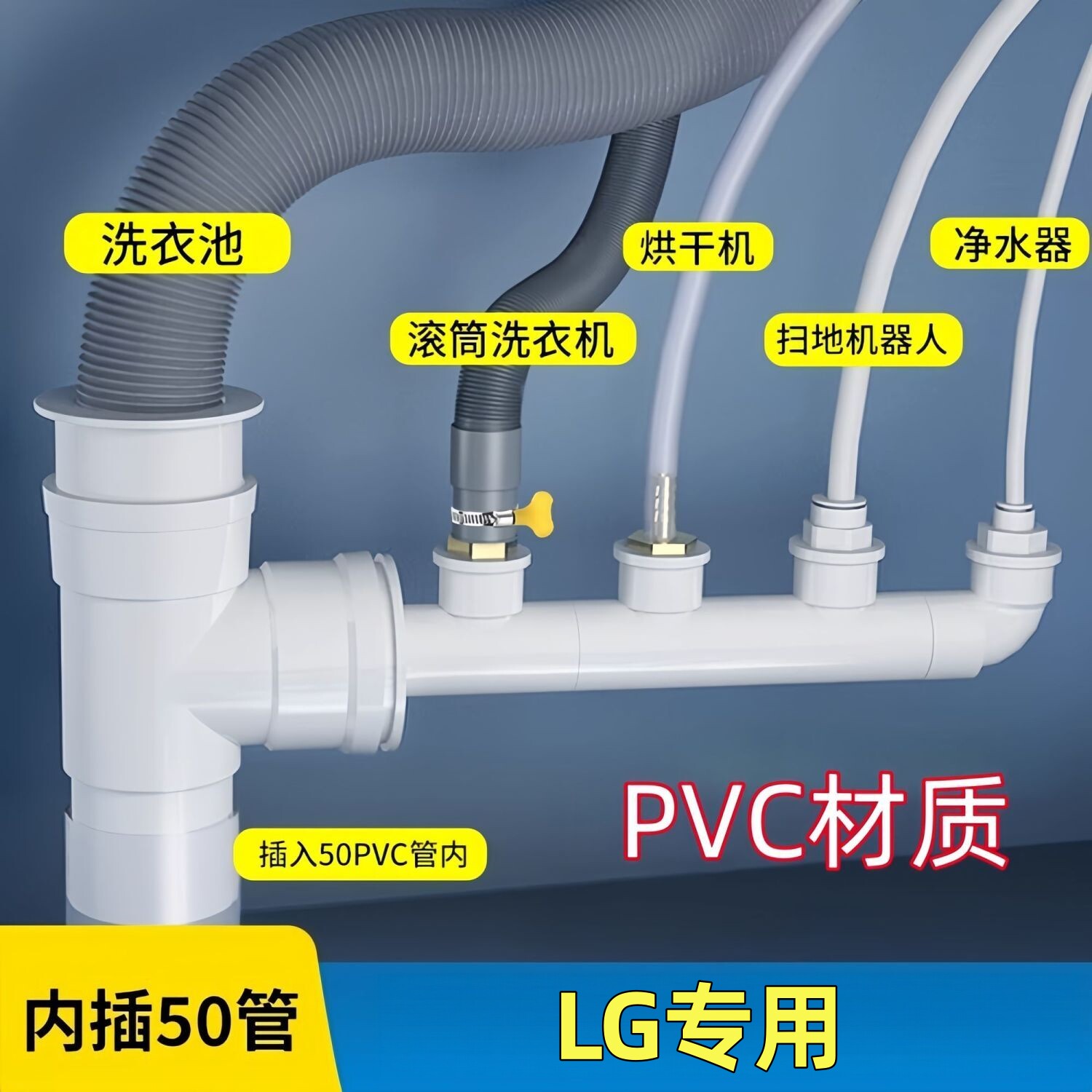 LG专用洗衣机烘干机下水管道空调软水排水管防臭三通四通