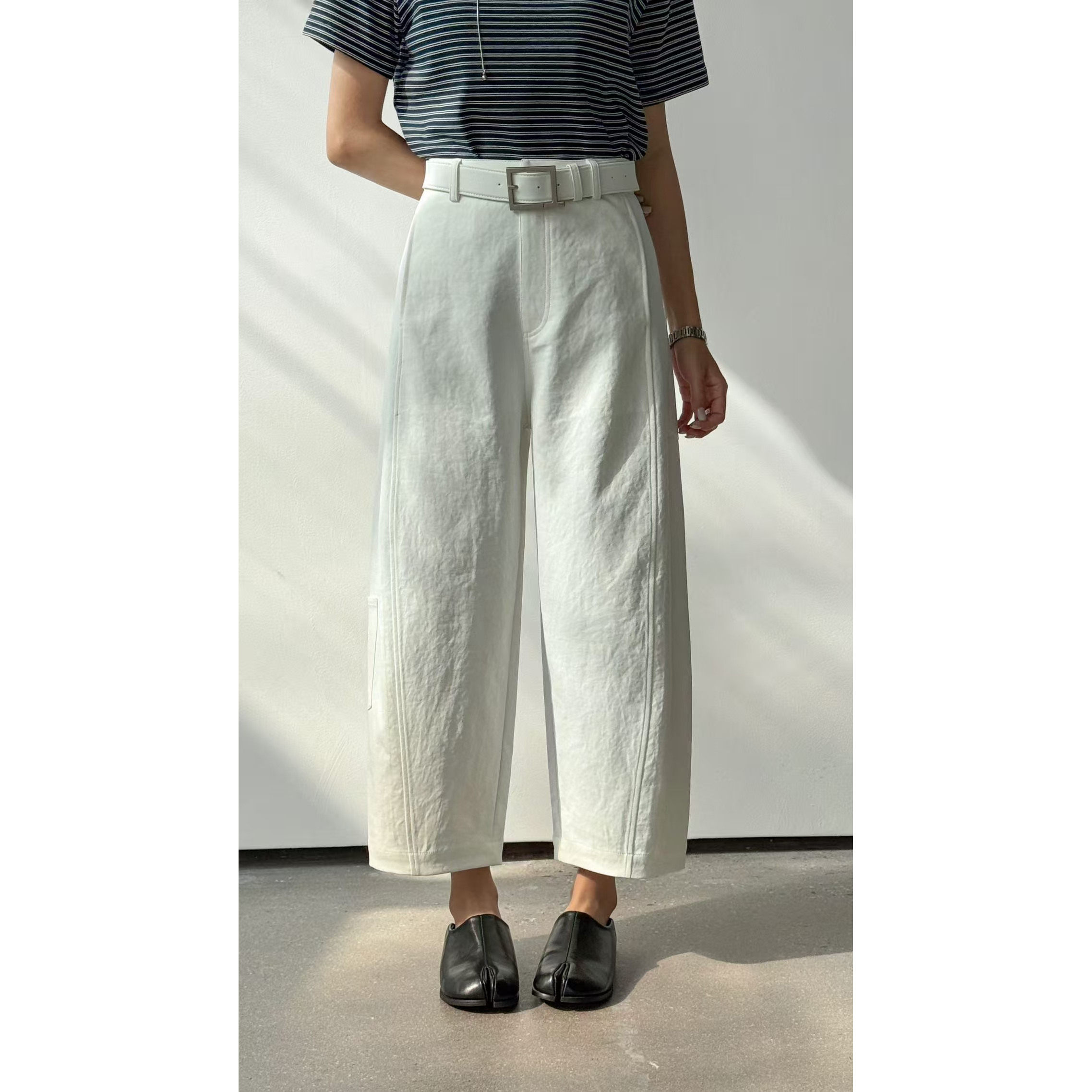 NV99001欧货春款小个子休闲梧桐裤女九分弯刀裤宽松奶奶裤西装裤