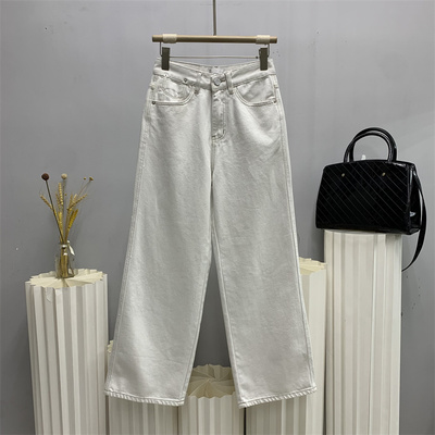 斯卡洛依2853欧货2026春加大加长亚麻牛仔大筒拖地裤女阔腿裤CKLY