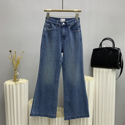 ckly斯卡洛依2828欧货2026春四面弹复古天丝牛仔长裤女大筒喇叭裤