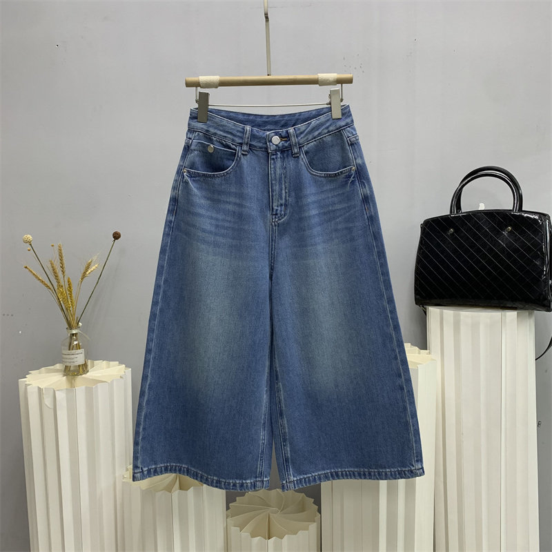 CUVVI库维66056欧货2026春款加大牛仔大筒裤女小个子阔腿裤八分裤