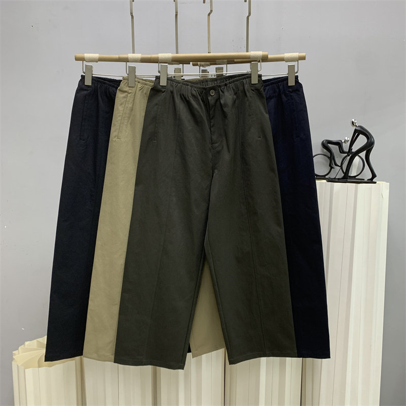 JM简谜26050欧货2026秋季松紧腰小个子休闲裤女九分直筒裤奶奶裤