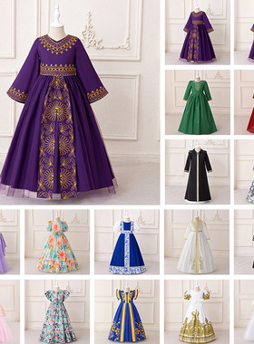 小女孩长袍中东外贸迪拜儿童ebay刺绣连衣裙气质长款民族风礼服裙