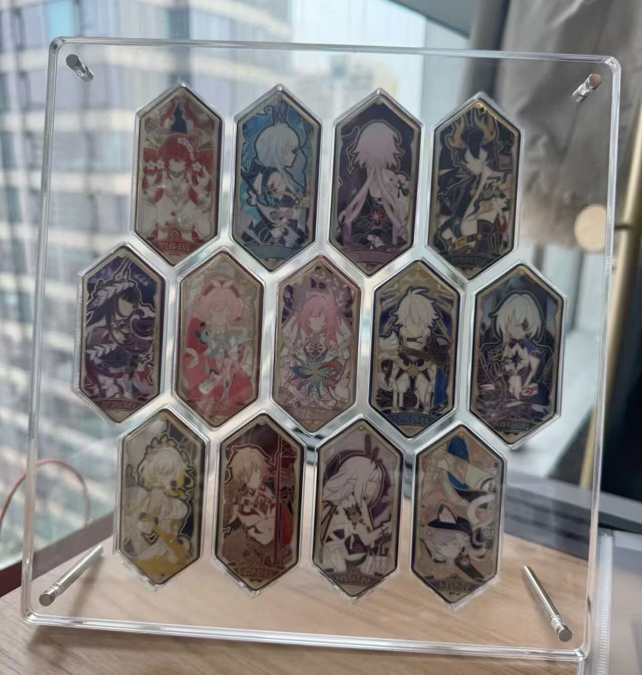 如我所书徽章亚克力框六边形吧唧展示架菱形原神霜痕馥郁幻想崩坏