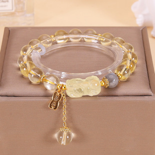 普陀山旺财运貔貅紫水晶手串女聚财草莓晶天然黄水晶手链招财转运