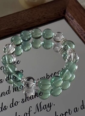 「春涧」天然水晶绿萤石白水晶小众设计手串清透自然女友款礼物