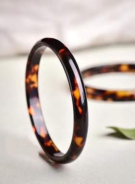 复古工艺半圆手镯瑁色镯子