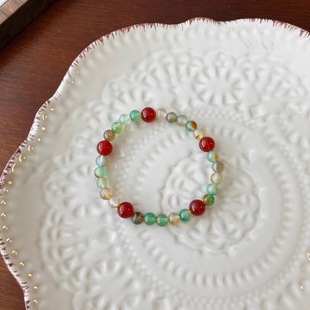 新中式烟雨江南天然孔雀玛瑙串珠手链女小众设计复古叠戴手饰