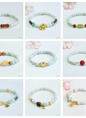 眷钰 天然缅甸A货翡翠手串玉石手链民族风珠宝批发代发S4100605