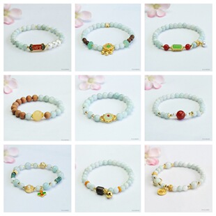 眷钰 天然缅甸A货翡翠手串玉石手链民族风珠宝批发代发S4100605