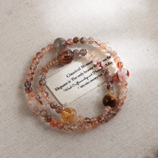 小红书爆款 天然超七双圈手链黄晶金虎眼手串轻奢天然水晶手饰批发