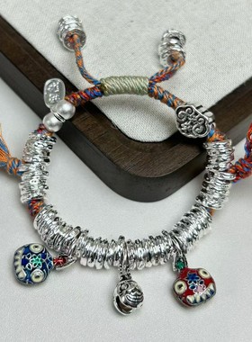 吞金兽镀银盘缠手链女实心好运招财手绳男女通用小众设计