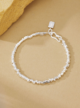 抖音同款简约碎银几两时尚手串小鱼碎银子手链男女通用款小众设计