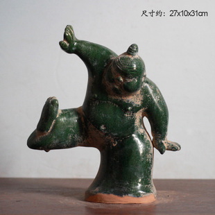 汉绿釉陶器陶瓷相扑俑摆件陶俑人物俑古物复制收藏影视道具艺术品