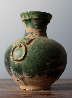 工艺绿釉仿古风瓷器家居客厅摆件