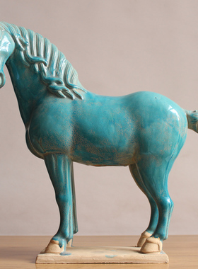 唐三彩工艺品酒店玄关收藏陶瓷马