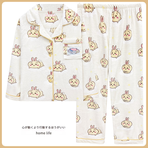 珊瑚绒睡衣冬季女加厚可爱套装