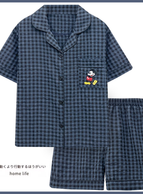 迪士尼米奇睡衣男女2025年新款夏季纯棉短袖可爱情侣家居服套装薄