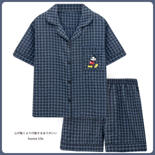 薄 迪士尼米奇睡衣男女2025年新款 夏季 纯棉短袖 可爱情侣家居服套装
