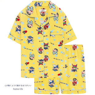 蜡笔小新睡衣男女夏季 纯棉短袖 短裤 两件套情侣可爱卡通家居服 新款