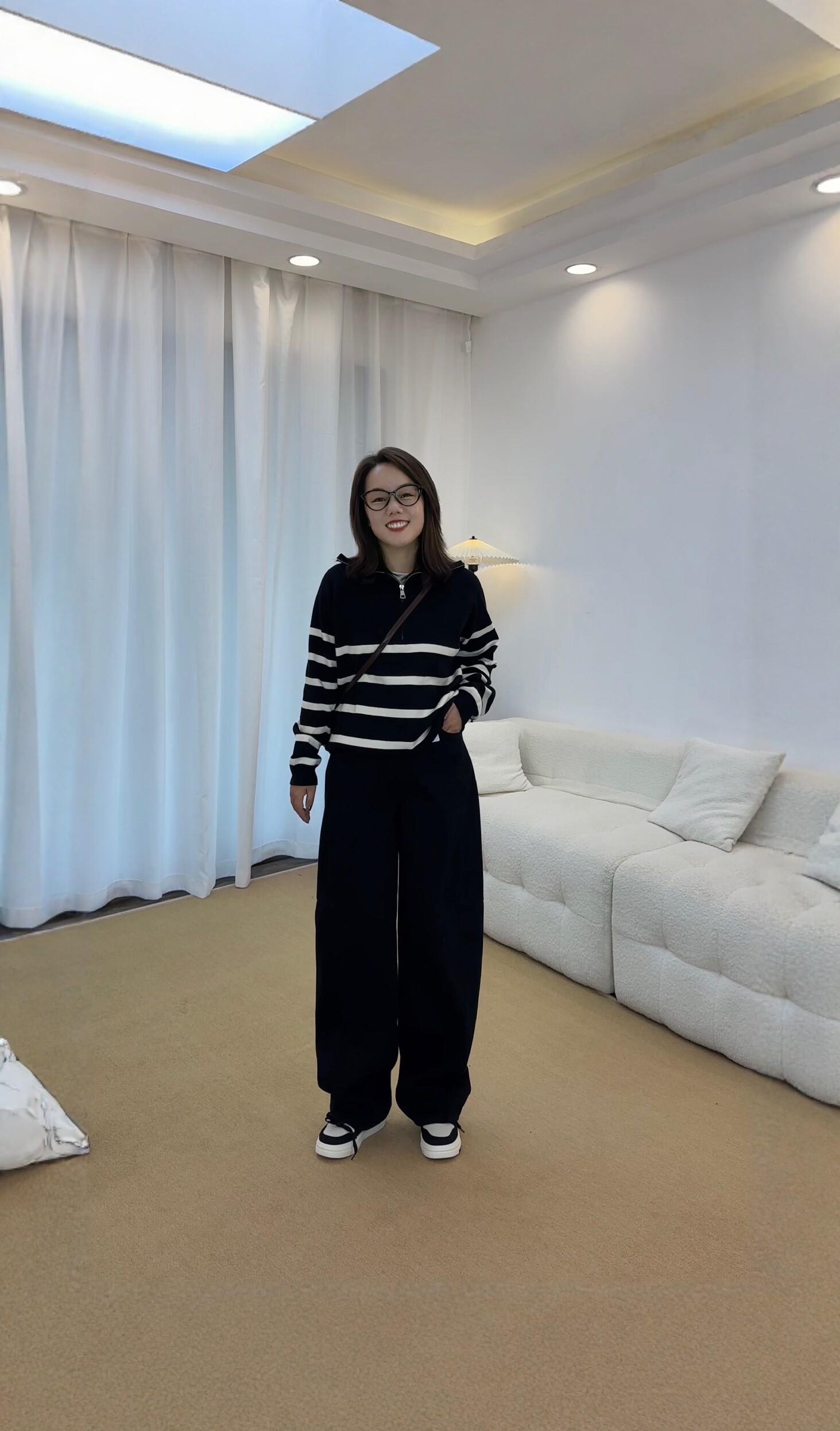 秋冬加绒加厚黑色弯刀阔腿牛仔裤休闲裤
