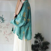 百搭日常通勤女春夏秋新款 西辞记宋制汉服对襟短衫 飞机袖