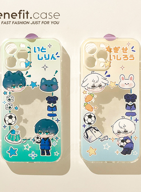 benefit卡通蓝色监狱小卡适用苹果16手机壳硅胶iphone15promax新款荣耀magic6pro简约红米K70创意全包女软壳