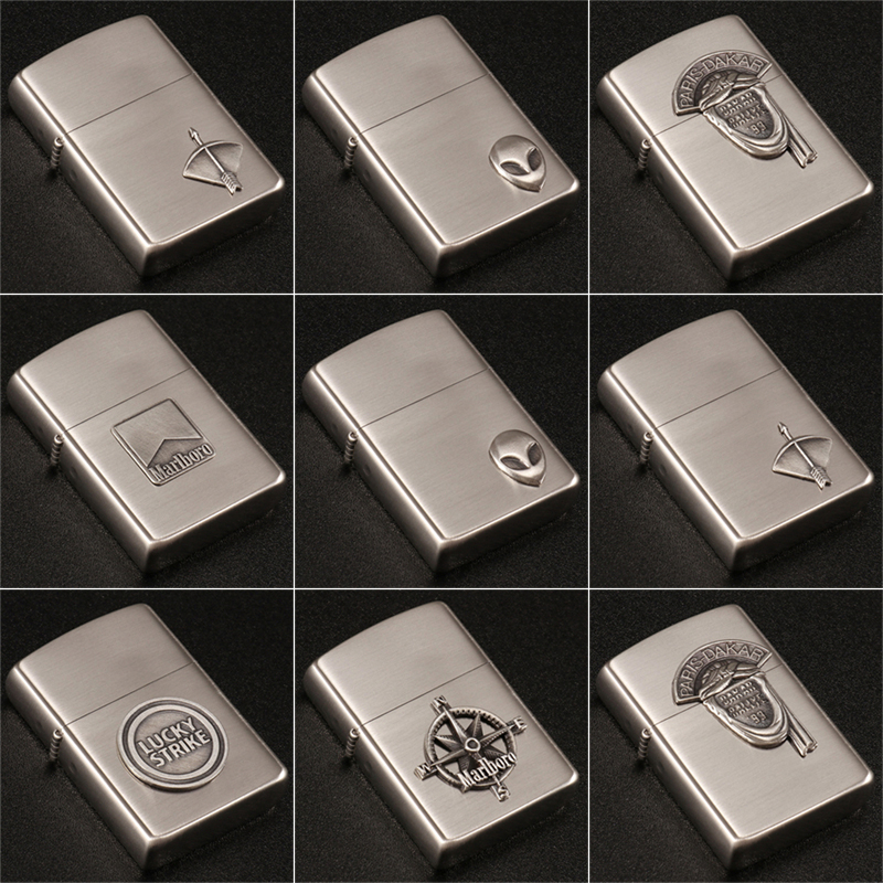 白铜银色煤油打火机ZP通用DIY贴章配件万宝路外星人希望之箭好彩