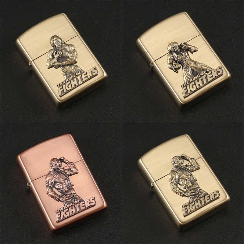 纯铜紫铜黄铜煤油打火机DIY贴章拳皇八神庵草薙京卢卡尔白铜配件
