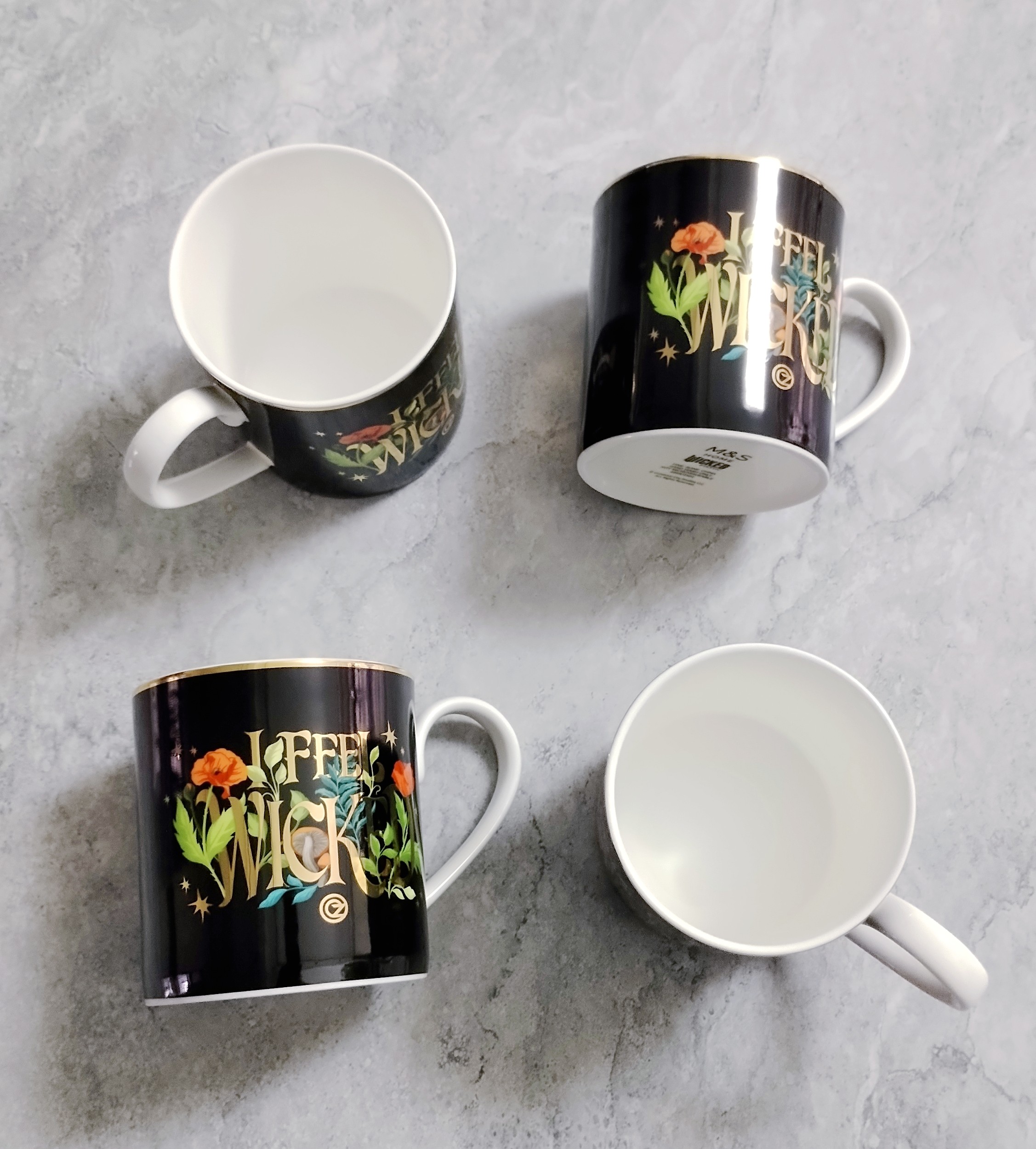 M&S玛莎魔法坏女巫Wicked联名骨瓷马克杯英国外贸尾单烫金咖啡杯