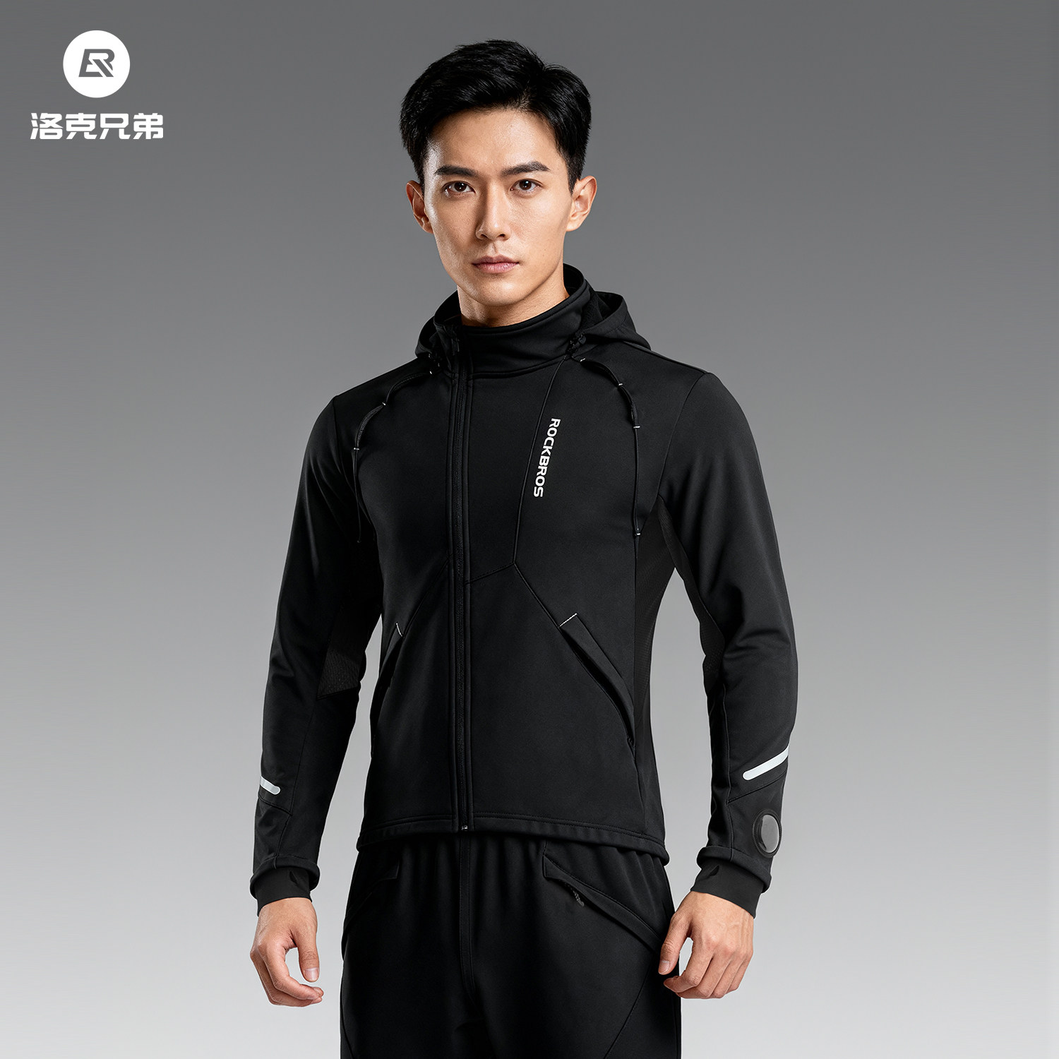 洛克兄弟骑行服上衣秋冬季抓绒防风保暖公路自行车骑行运动外套男