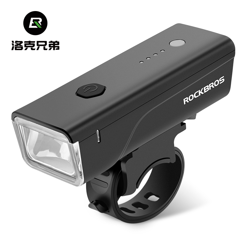 洛克兄弟自行车灯前灯夜骑强光充电手电筒光感公路山地车骑行装备