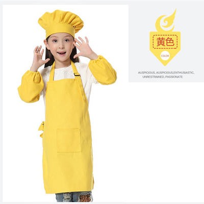 儿童棉帆布围裙套袖创意围裙画画围裙儿童厨师套装厨师帽印LOGO — 5
