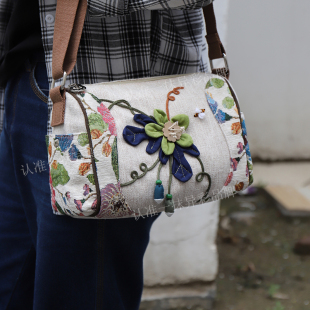 2025新款 民族风简约百搭帆布包原创手工设计文艺超轻便单肩斜挎包