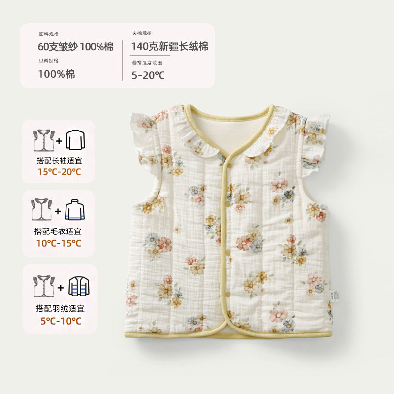 婴儿加厚背心宝宝马甲春秋外穿2连身衣/爬服/哈衣