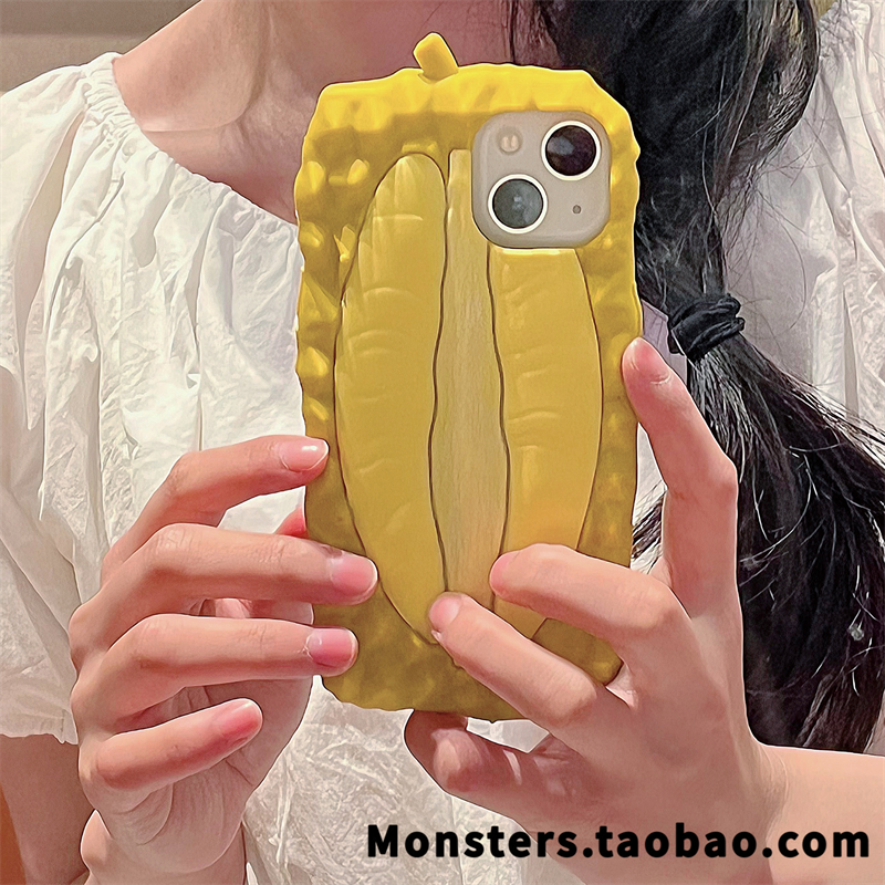 苹果14promax硅胶立体榴莲手机壳