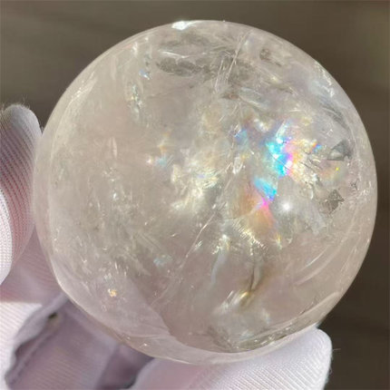 天然水晶彩虹景石球53mm手把玩居家桌面摆件配座一物一图款