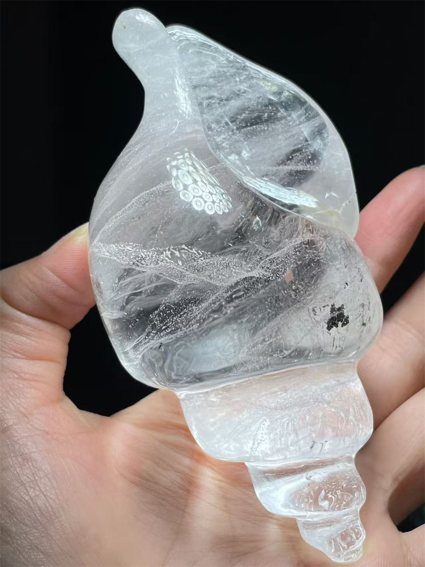 天然白水晶海螺吉祥饰品手把玩桌面办公小摆件一物一图款