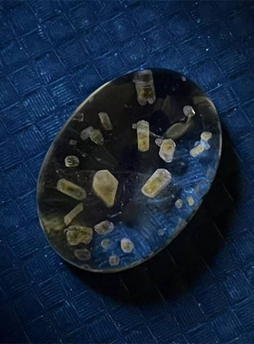 天然水晶全包裹小众系磷灰石黄橙色荧光结晶矿物奇石戒指项链吊坠