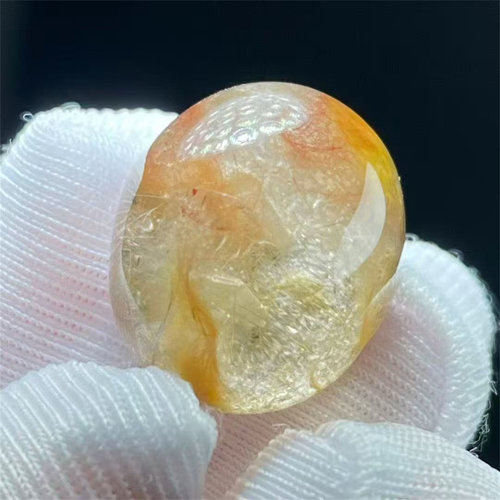 天然水晶彩兔毛包裹晶中晶裸石DIY饰品戒指项链挂件吊坠一物一图