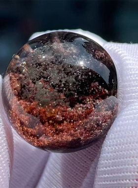 天然水晶红幽灵圆珠球16mmDIY饰品多宝串项链挂件吊坠一物一图款