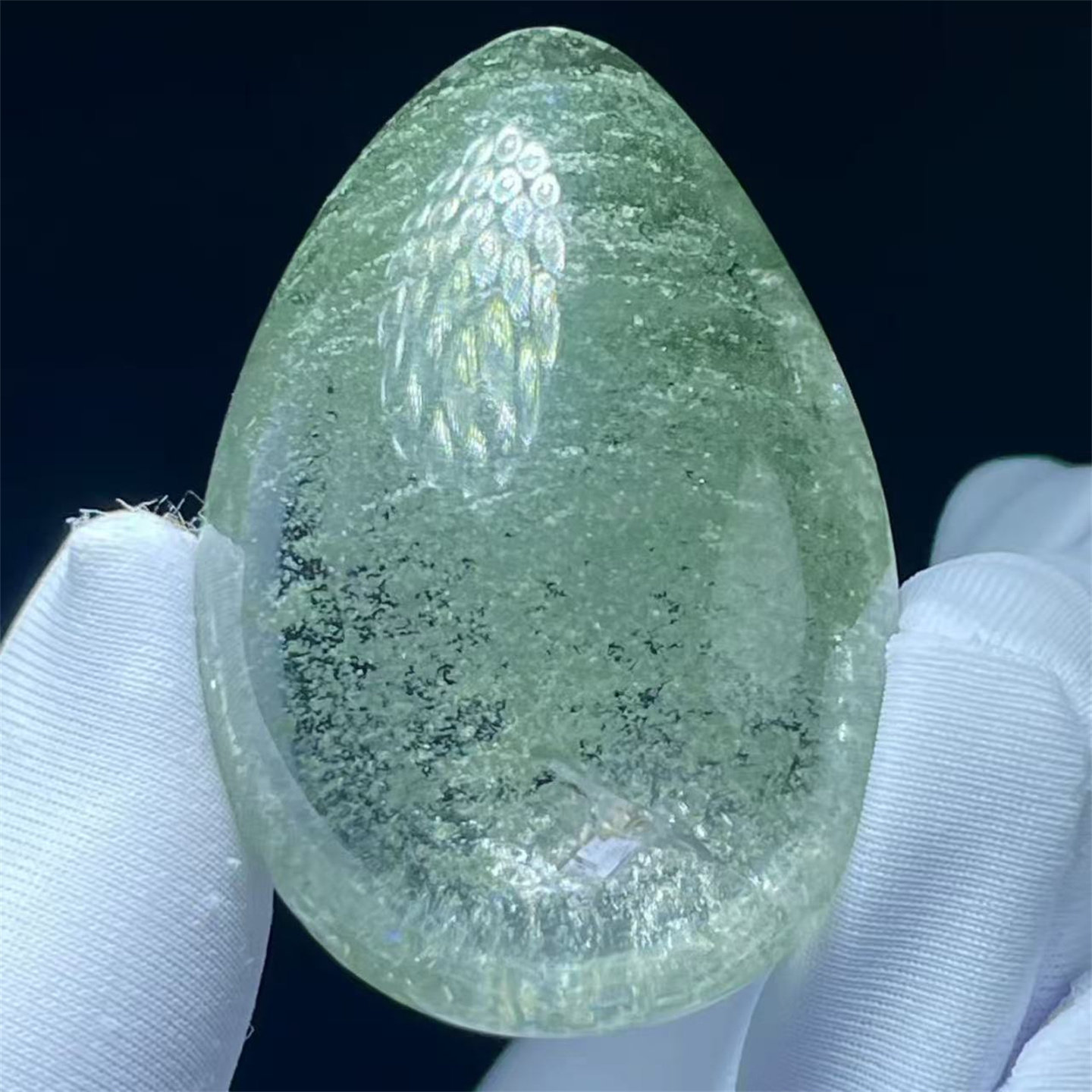 天然水晶千层绿幽灵全包方解石炸花裸石DIY饰品把玩毛衣挂件吊坠