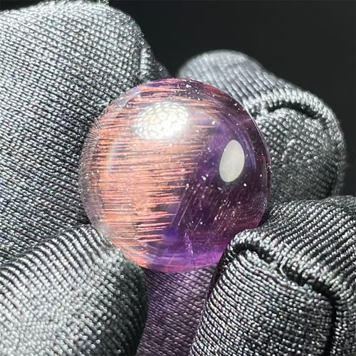 天然紫水晶超七红发圆珠14mmDIY饰品多宝手串项链吊坠一物一图款