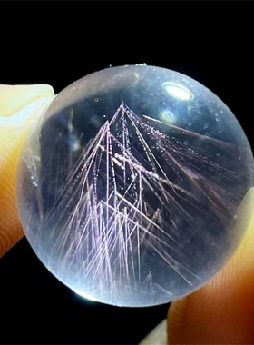 天然白水晶包裹红针异象圆珠16mmDIY饰品多宝串项链挂件吊坠