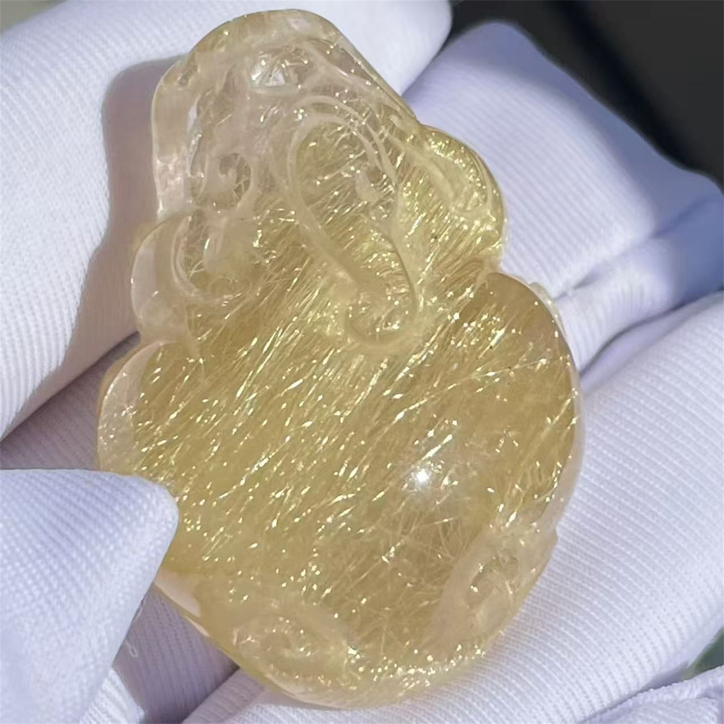 天然水晶金发晶貔貅财富饰品DIY毛衣项链车挂件吊坠一物一图款