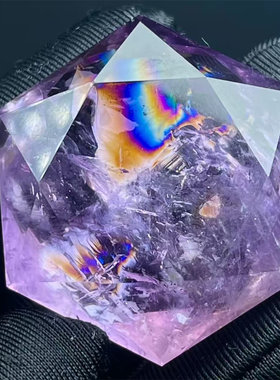 天然紫水晶彩虹大卫星裸石DIY配饰品毛衣项链挂件吊坠一物一图款