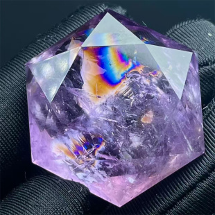 天然紫水晶彩虹大卫星裸石DIY配饰品毛衣项链挂件吊坠一物一图款
