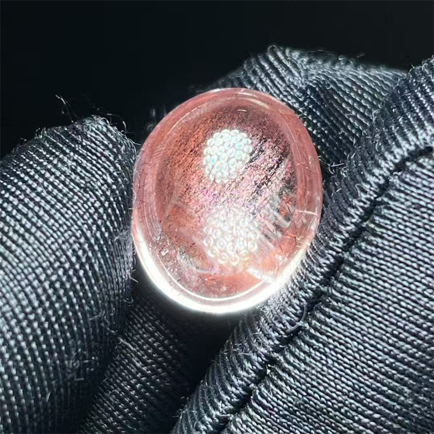 天然水晶超七发红光效应稀有奇石DIY饰品戒指面项链吊坠可代镶嵌