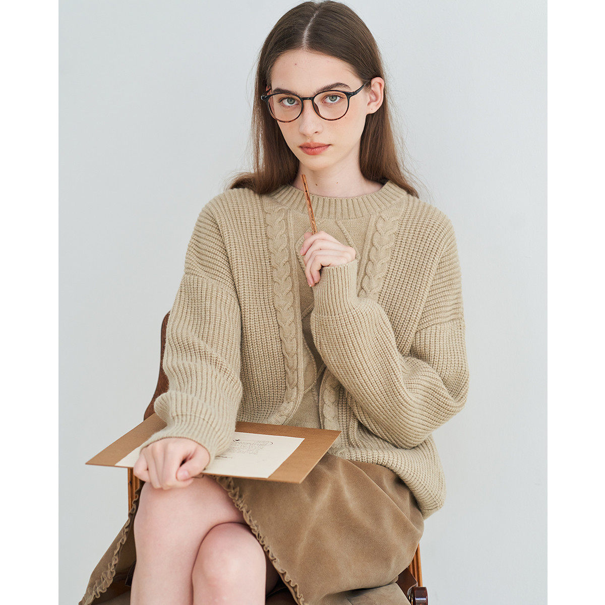 子陌时尚冬装羊毛衫温柔风毛衣女套头麻花针织衫上衣